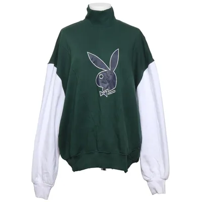 Sweatshirt (Vert, Blanc) de Playboy x Missguided Coton, Polyester