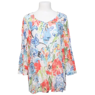 Blouse (White, Multicolored) from Kriss Sweden Elastane, Polyester