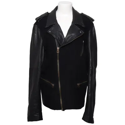 Bikerjakke (Sort) fra Scotch & Soda Læder, Metallfiber, Polyamid, Polyester, Uld