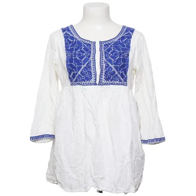 Blouse (Wit, Blauw) van Zara Woman Katoen
