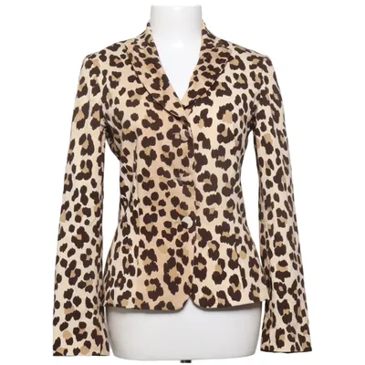 Blazer (Beige, Brown) from Moschino Jeans Cotton, Elastane, Polyester