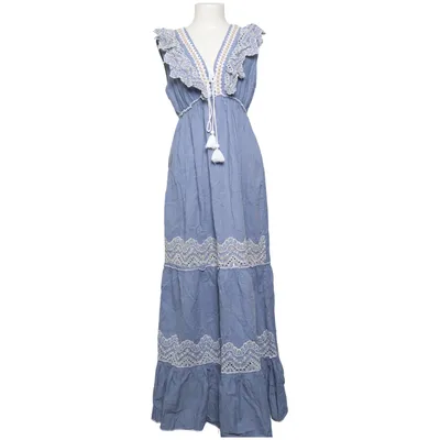 Robe longue (Bleu, Blanc) de Flamenco Coton