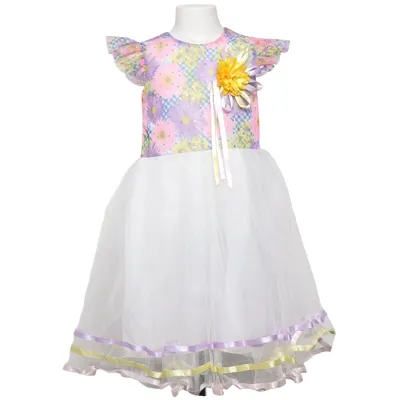 Flower girl dress (White, Multicolored) from Minimix Cotton, Polyester
