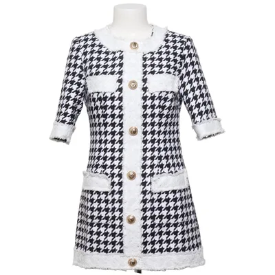 Jurk (Zwart, Wit) Katoen, Polyester
