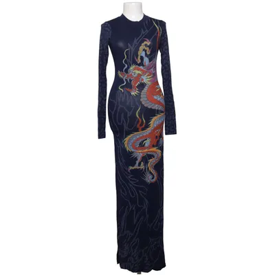 Maxi jurk (Dragon Flame Long Sleeve Dress) van Ed Hardy Elastaan, Polyester