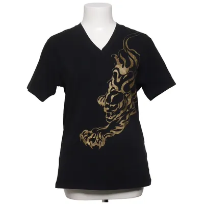 T-shirt (Sort, Guld) fra Mansfield Bomuld, Elastan