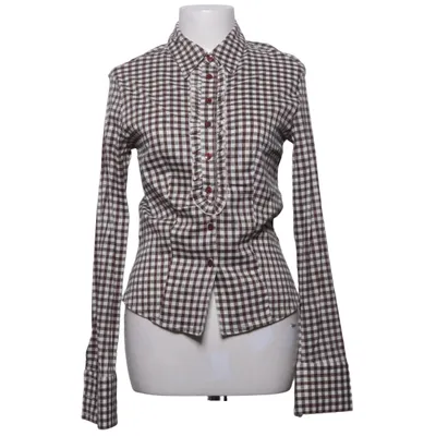 Blouse (Bruin, Wit) van Laura Caren Katoen, Elastaan, Polyamide