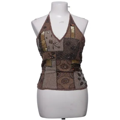 Halter neck top (Brown, Gold) from Aftershock Silk, Viscose