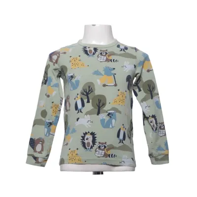 Långärmad t-shirt (Grön, Flerfärgad) från Polarn O. Pyret Elastan, Ekologisk bomull