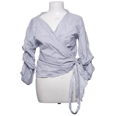 Slå-om bluse (Blå, Hvid) fra NT Fashion Bomuld, Elastan