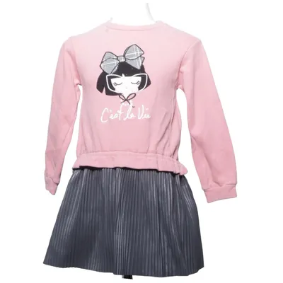 Klänning (Rosa, Grå) från Mayoral Bomull, Polyester, Polyuretan