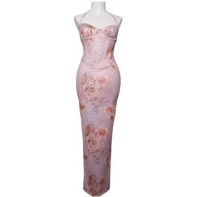 Maxi dress (Pink, Multicolored) from Shein Elastane, Polyester