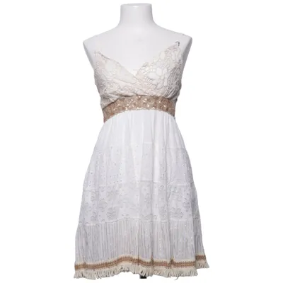 Dress (White, Beige) Cotton, Polyester