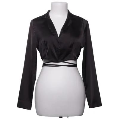 Wikkelblouse (Zwart) van Missguided Petite Elastaan, Polyester