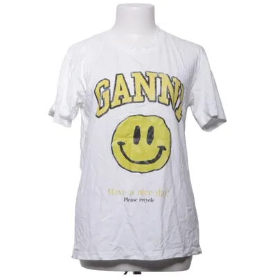 T-shirt (Hvid, Gul) fra Ganni