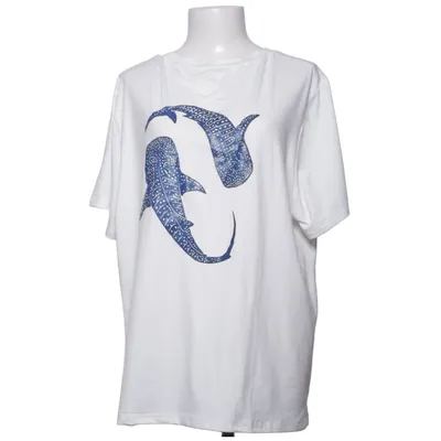 T-shirt (Blanc, Bleu) de Shein Curve Élasthane, Polyester