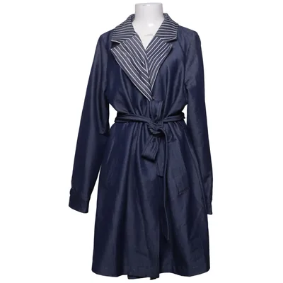 Coat (Blue, White) from Quiosque Elastane, Polyester, Viscose