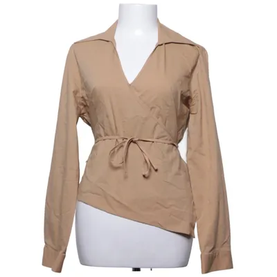 Wrap blouse (Beige) from DeVille Cotton, Elastane, Polyester