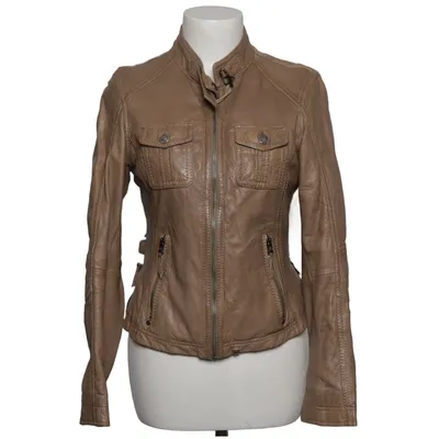 Læderjakke (Beige) fra Oakwood Bomuld, Læder, Polyester