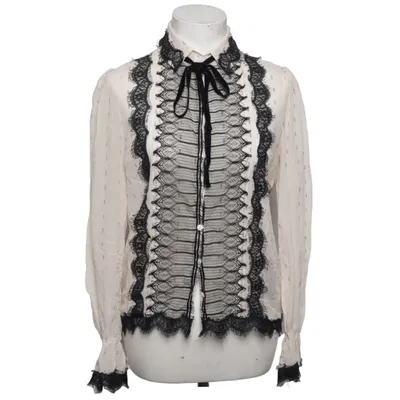 Bluse (Hvid, Sort) fra The Kooples Bomuld, Polyamid, Silke