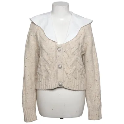 Cardigan (Beige, White) from Ganni Acrylic, Alpaca wool, Cotton, Elastane, Polyamide, Viscose