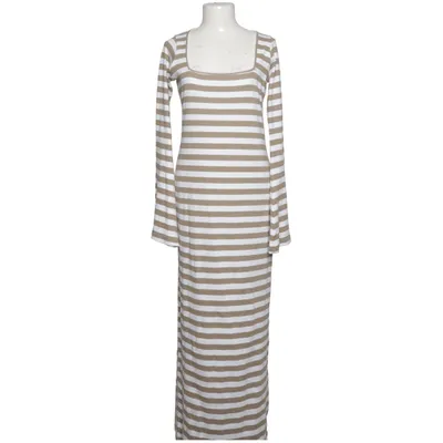 Maxi dress (Beige, White) from Boohoo Cotton, Elastane, Polyester