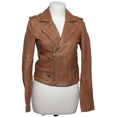 Biker jacket (Brown) from Maje Cotton, Leather, Polyester