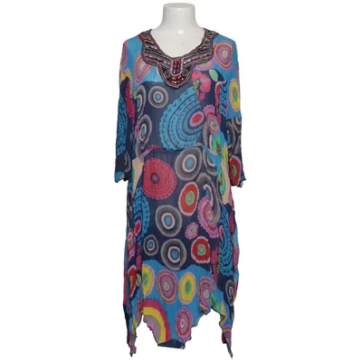 Beach dress (Blue, Multicolored) from Foglie Rosse Cotton, Viscose