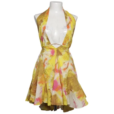 Halterneck dress (Yellow, Multicolored) from Zara Cotton