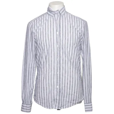 Chemise (Blanc, Bleu) de Loro Piana Coton, Élasthane