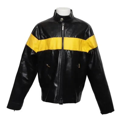 Läderjacka (Svart, Gul) från Versace Polyester, Polyuretan