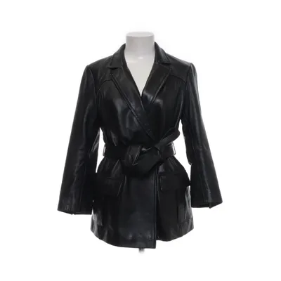 Veste en cuir (Noir) de Ganni Polyester, Cuir