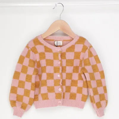 Cardigan (Pink, Yellow) from Long Live The Queen Organic cotton, Mohair, Nylon, Wool