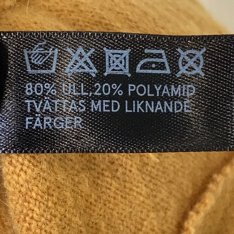 Handskar (Gul) från Åhléns Ull, Polyamid - Materialetikett