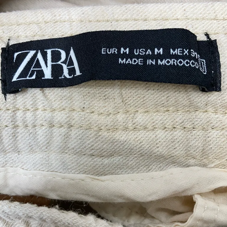 Pantalon (Beige) de Zara Coton, Lin - Marque