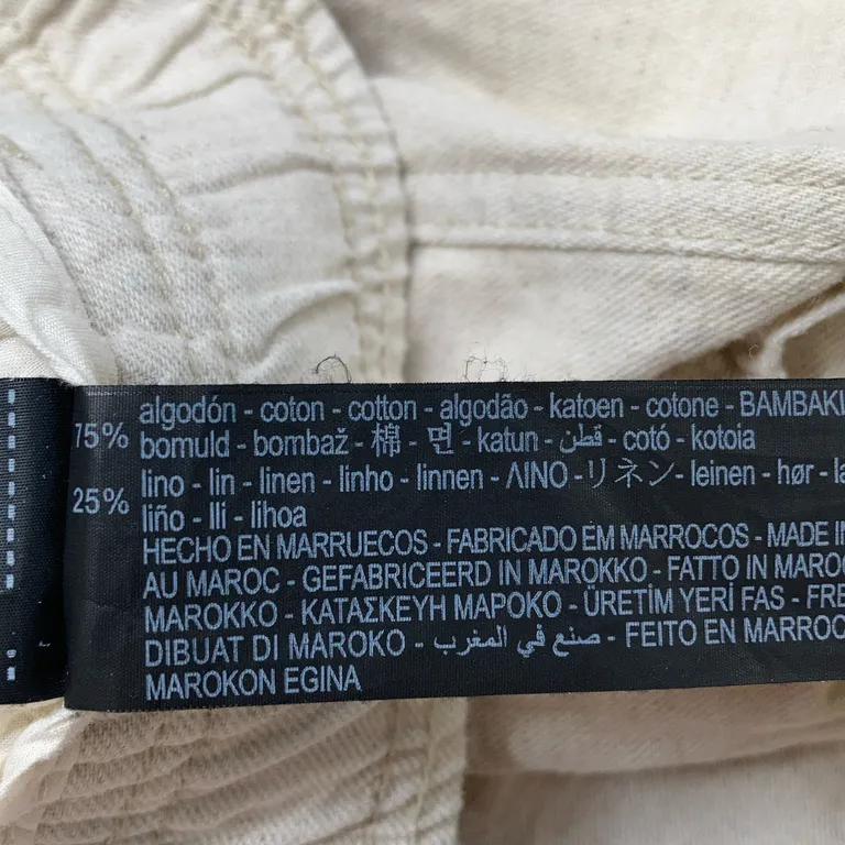 Pantalon (Beige) de Zara Coton, Lin - Étiquette du matériau