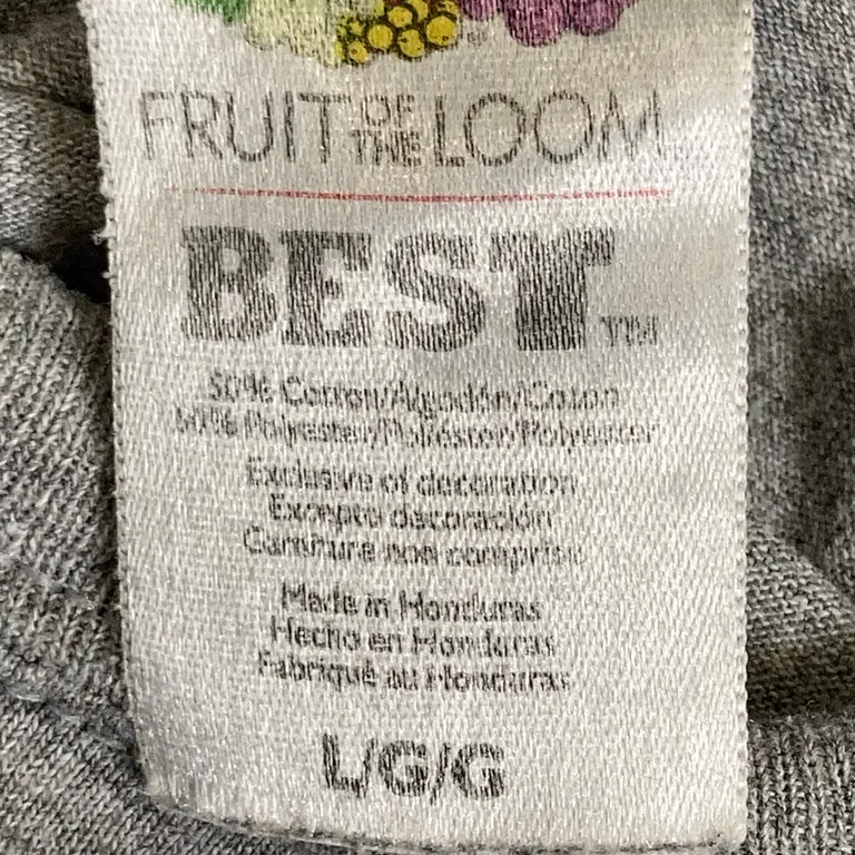 T-shirt (Grå) från Fruit of the Loom Bomull, Polyester - Materialetikett