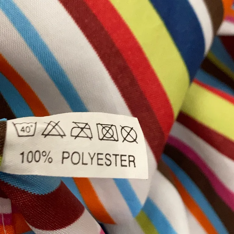 Duschdraperi (Blå, Flerfärgad, Grön, Röd) Polyester - Materialetikett