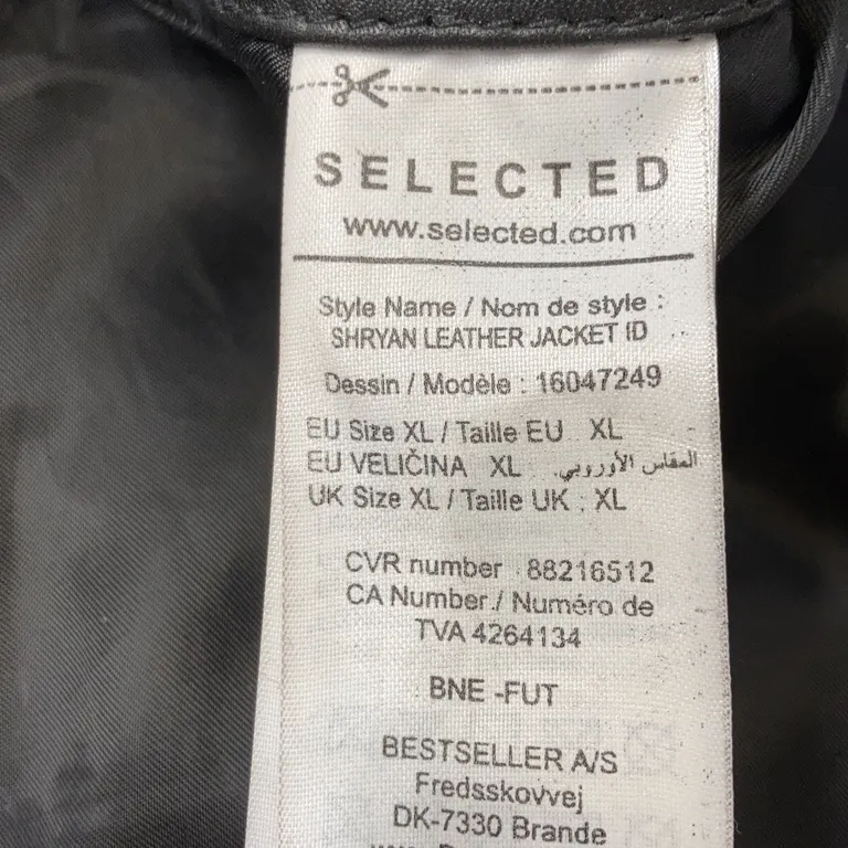 Läderjacka (Svart) från Selected Homme Skinn - Materialetikett