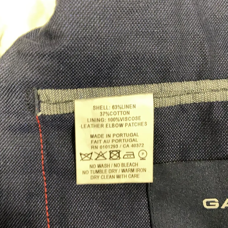 Kavaj (Blå) från GANT Linne, Bomull, Viskos, Skinn - Materialetikett