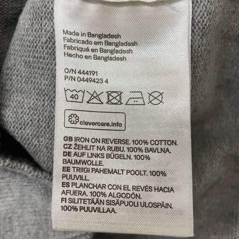 Väst (Grå) från H&M Bomull - Materialetikett