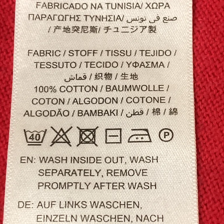 Tröja (Röd) från GANT Bomull - Materialetikett