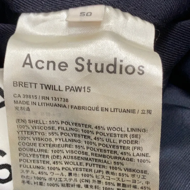 Jacka (Svart) från Acne Studios Polyester, Ull, Viskos - Materialetikett