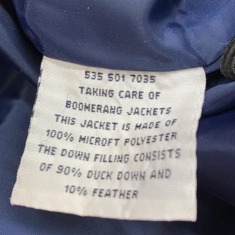 Dunjacka (Röd) från Boomerang Dun, Polyester - Materialetikett