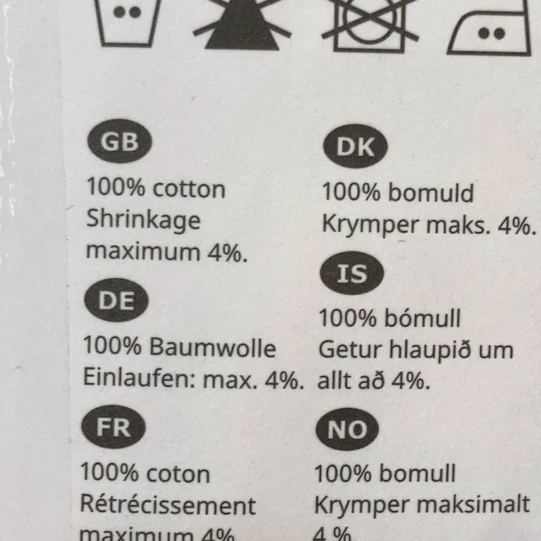 Kuddfodral (Grå) från IKEA Bomull - Materialetikett