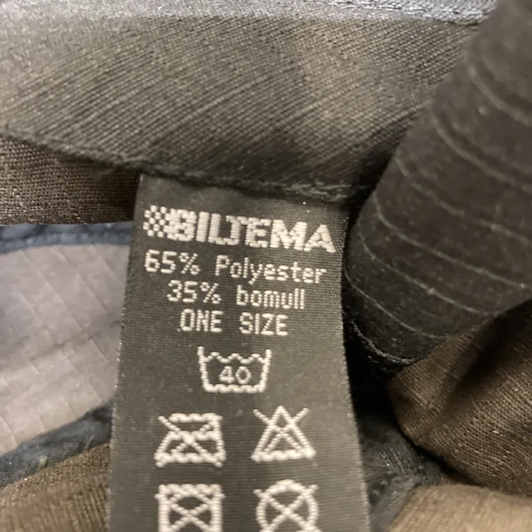 Safarihatt (Grön) från Biltema Polyester, Bomull - Materialetikett