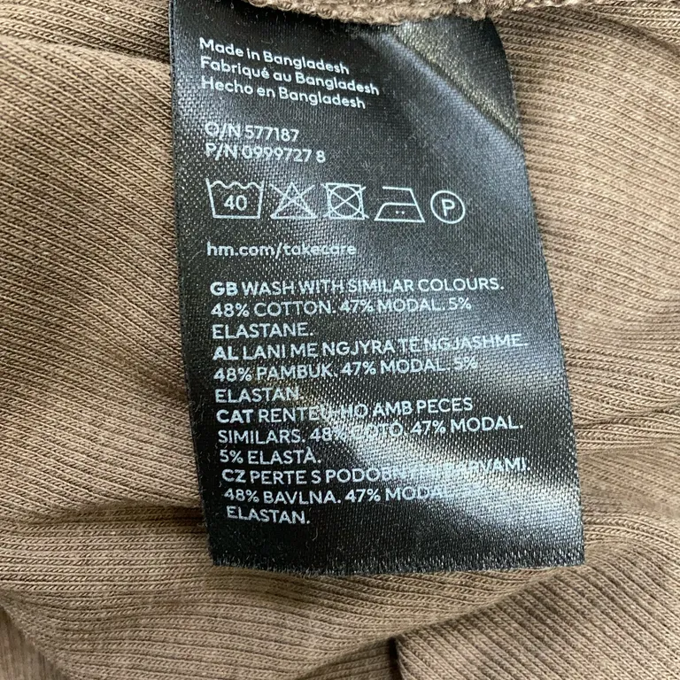 Långärmad t-shirt (Beige) från H&M Bomull, Elastan, Modal - Materialetikett