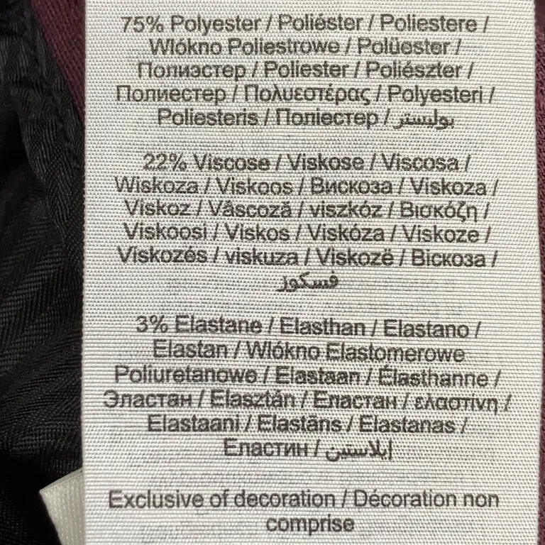 Byxor (Röd) från By Tee Shoppen Elastan, Polyester, Viskos - Materialetikett