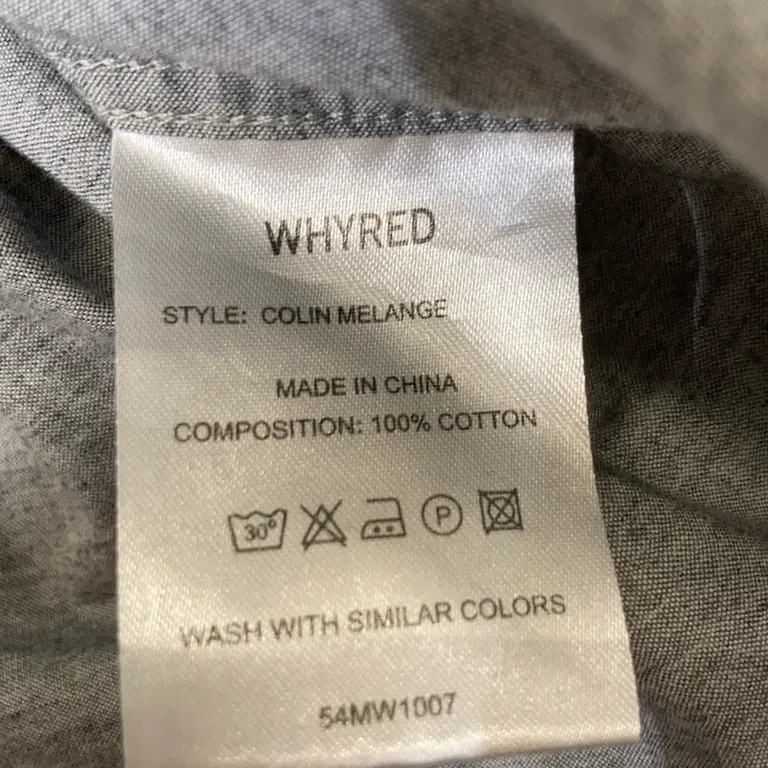 Buttondown-skjorta (Grå) från WHYRED Bomull - Materialetikett