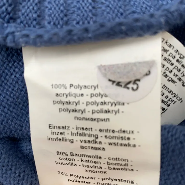 Cardigan (Bleu) de Laura Kent Acrylique, Coton, Polyester - Étiquette du matériau